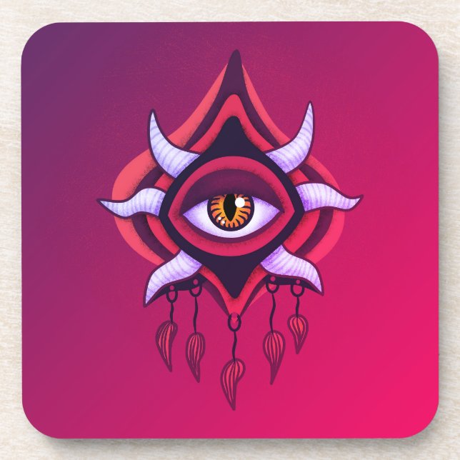 Porta-copo Olho Demônio Roxo - Arte oculta gótica (Frente)