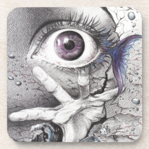 Porta-copo Olho peixe e sonho de mão Desenho de arte surreal