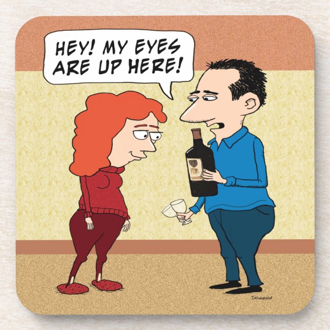 Porta-copo Olhos engraçados no vinho (Frente)