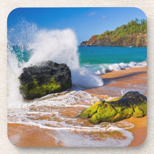 Porta-copo Ondas caem na praia, Havaí (Frente)