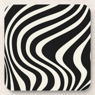 Porta-copo Ondas de estilo retrô preto e branco