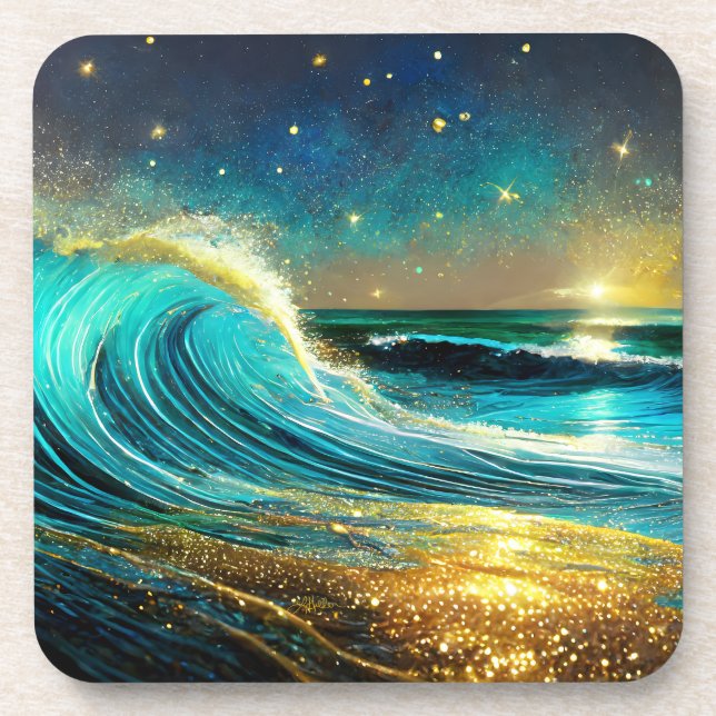 Porta-copo Ondas Divergentes do Oceano Glittering (Frente)