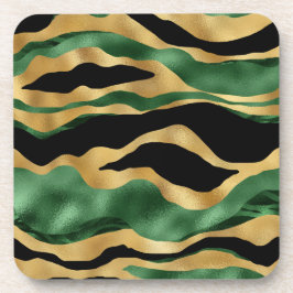 Porta-copo Ondas Douradas brilhantes verdes a preto