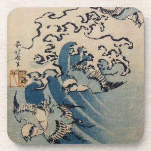 Porta-copo Ondas e pássaros, c.1825 (impressão do woodblock