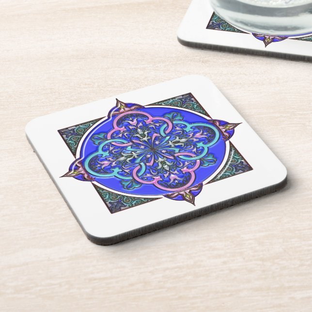 Porta-copo Opalescente de Vidro Estampado Azul (Left Side)