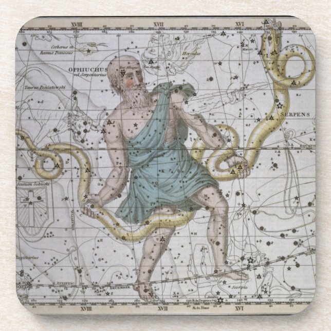 Porta-copo Ophiuchus ou Serpentarius, 'de um atlas celestial (Frente)