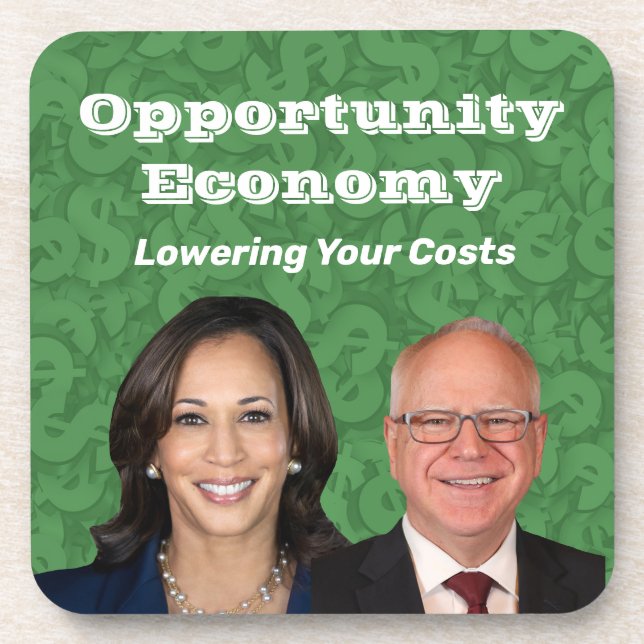 Porta-copo Opportunity Economy Harris Walz 2024 (Frente)