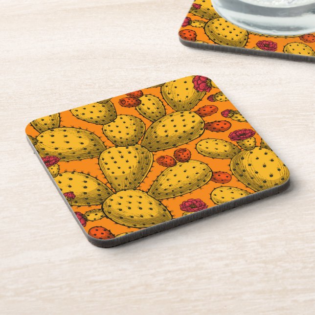 Porta-copo Opuntia florescente em amarelo (Left Side)