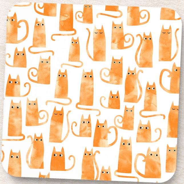 Porta-copo Orange Cat (Fun ginger orange cat pattern coaster)