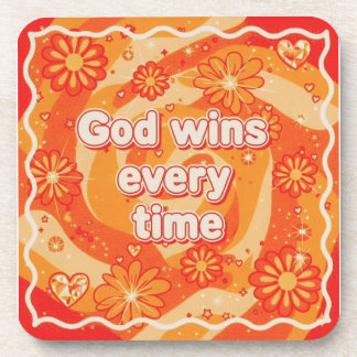 Porta-copo orange God wins everytime christian faith
