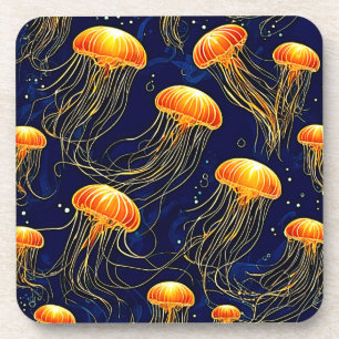 Porta-copo Orange Jellyfish - Arte de Padrão