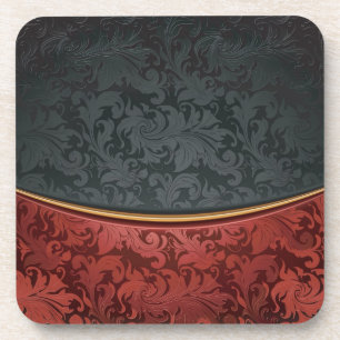 Porta-copo Ornamento do vintage vermelho e preto