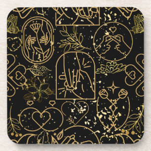 Porta-copo Ornamentos de casamento em preto Dourado BG