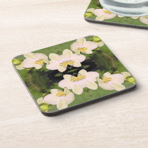 Porta-copo Orquídeas brancas sobre fundo verde