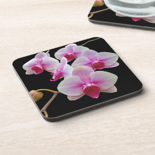 Porta-copo Orquídeas-traça cor-de-rosa em preto-e-palha
