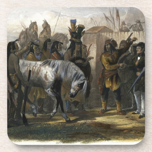 Porta-copo Os viajantes que encontram indianos de Minatarre (Frente)