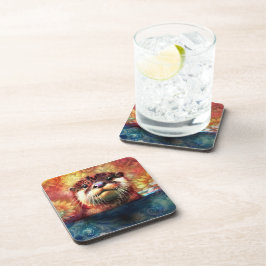 Porta-copo Otter Abstrato Floral Teal Laranja Vermelho Laranj