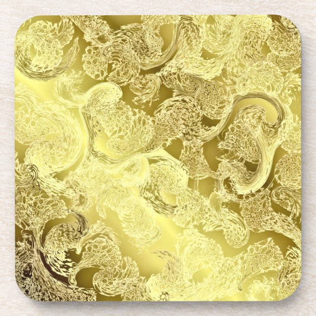 Porta-copo Ouro brilhante listras quic fractal elegante (Frente)