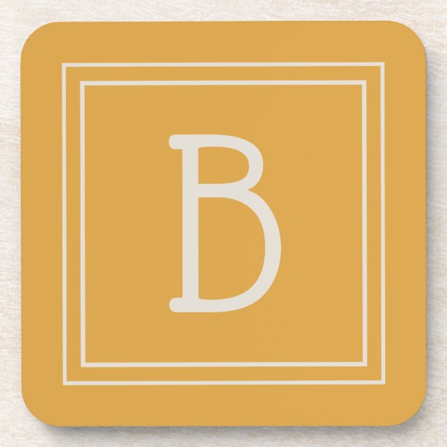 Porta-copo Ouro com Monograma Amarelo e Esbranquiçado Branco  (Frente)