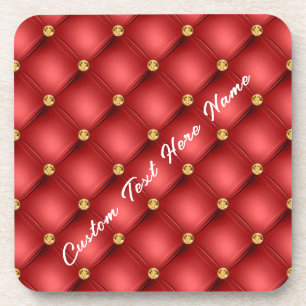 Porta-copo Ouro Diamond Couro Tufado Nome Texto Personalizado