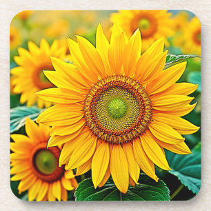 Porta-copo Ouro Sunflower Field Serenity Design