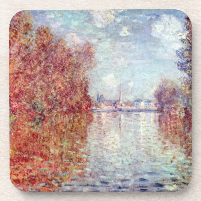 Porta-copo Outono em argentino por Claude Monet (Frente)