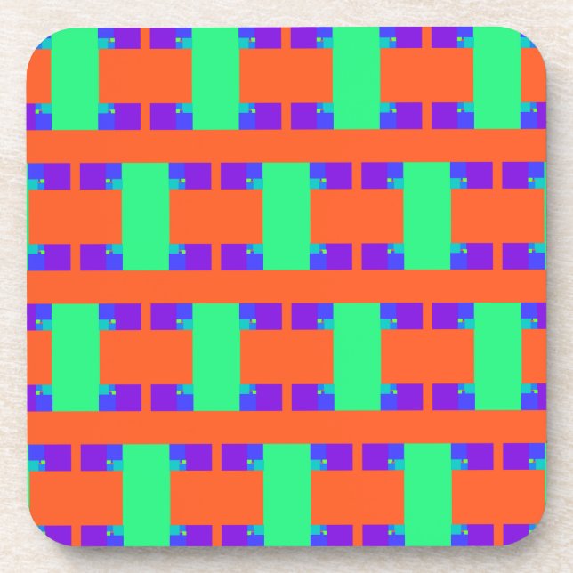 Porta-copo padrão abstrato de arte verde laranja roxa (Frente)