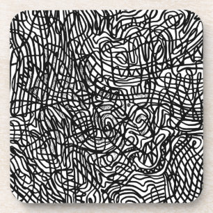 Porta-copo Padrão abstrato preto e branco