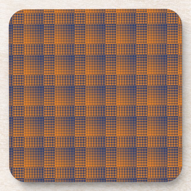 Porta-copo Padrão Abstrato Xadrez Laranja Roxo (Frente)