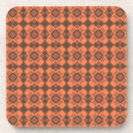 Porta-copo Padrão Argyle Xadrez Marrom Coral
