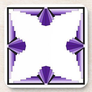Porta-copo Padrão Art Deco em roxo e preto