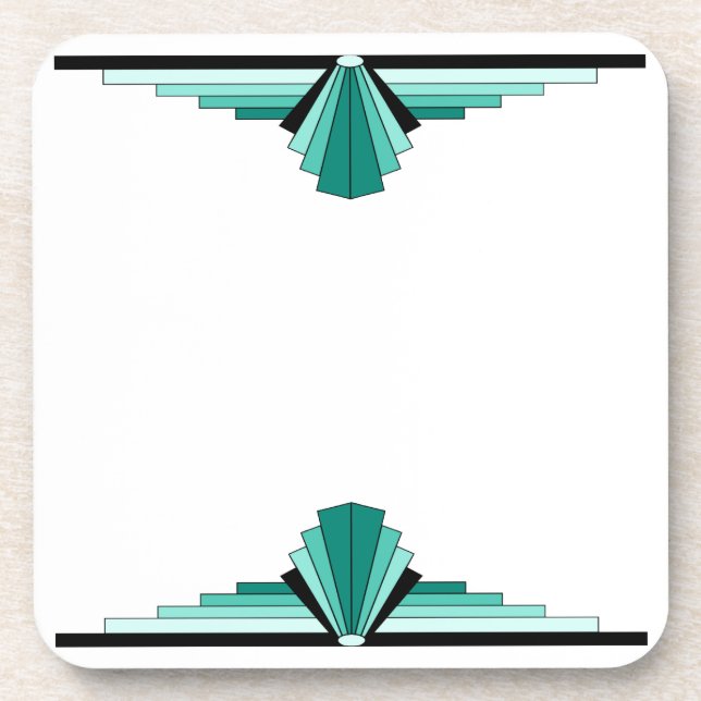 Porta-copo Padrão Art Deco em Verde e Preto (Frente)