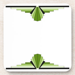 Porta-copo Padrão Art Deco em Verde e Preto