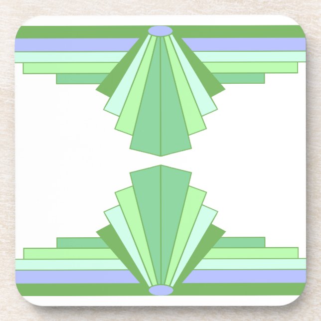 Porta-copo Padrão Art Deco em Verde e Roxo (Frente)