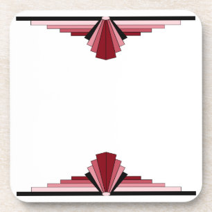 Porta-copo Padrão Art Deco em Vermelho e Preto