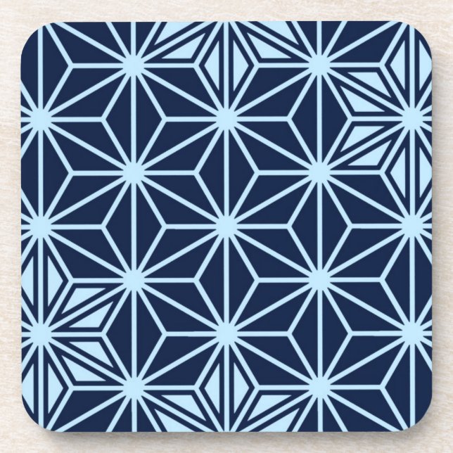 Porta-copo Padrão Asanoha Japonês - azul-indigo (Frente)