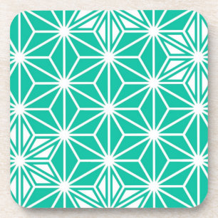 Porta-copo Padrão Asanoha japonês - azul-pavão