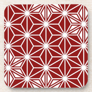 Porta-copo Padrão Asanoha japonês - vermelho escuro