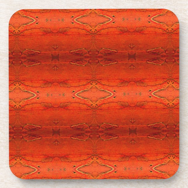 Porta-copo Padrão Asteca Laranja Rústico (Frente)