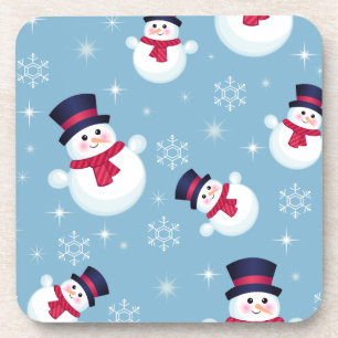 Porta-copo Padrão Azul De Natal Com Neves E Flocos De Neve