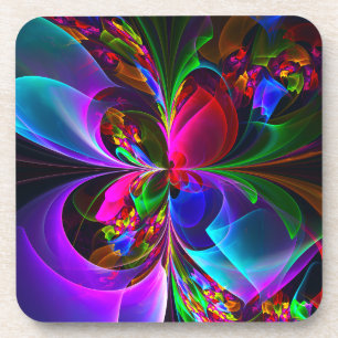 Porta-copo Padrão Azul Vermelho Abstrato Floral Moderno #12