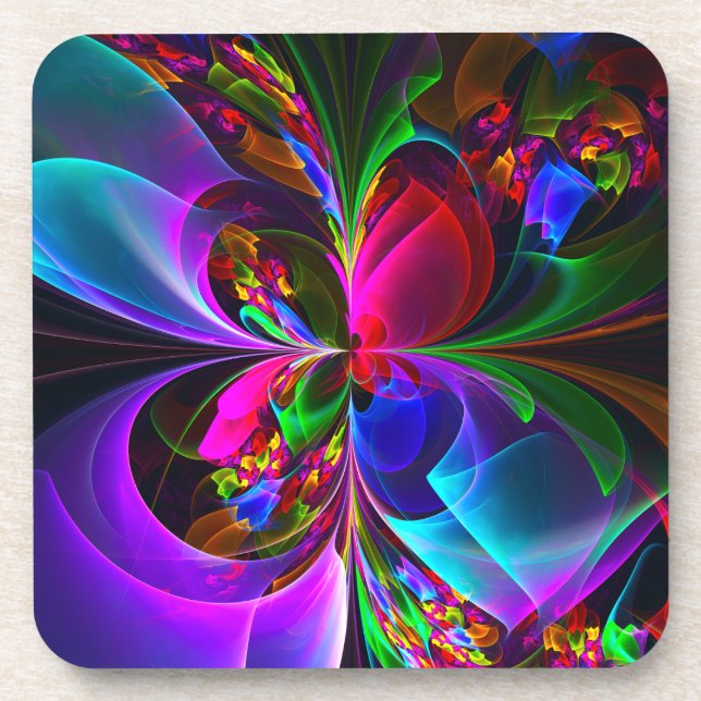 Porta-copo Padrão Azul Vermelho Abstrato Floral Moderno #12 (Frente)