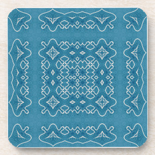 Porta-copo Padrão Azulejo Ornamental Azul - Geométrico