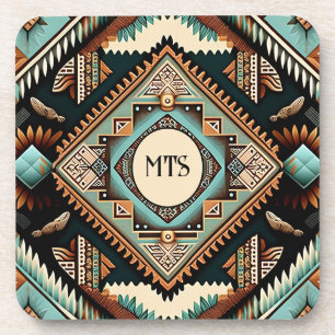 Porta-copo Padrão Boho Ocidental Monograma Inicial