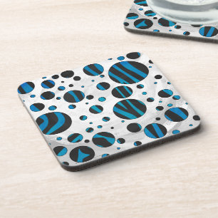 Porta-copo Padrão bolinhas Zebra Preto e Azul