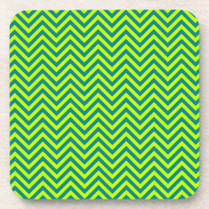 Porta-copo Padrão Chevron Teal E Verde limão