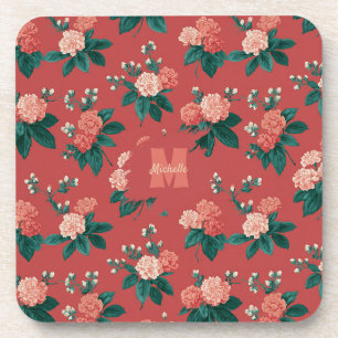 Porta-copo Padrão Colorido Vintage - Fundo Maroon