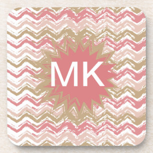 Porta-copo Padrão Coral Spice Scribble ZigZag Chevron