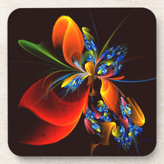 Porta-copo Padrão de Abstrato de Arte Floral Azul Laranja Mod