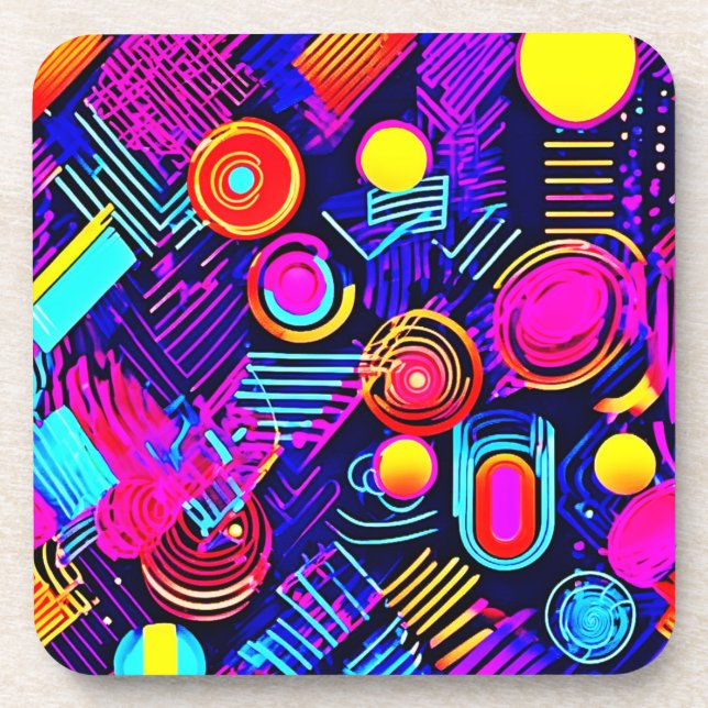 Porta-copo Padrão de Abstrato de neon vívido (Frente)